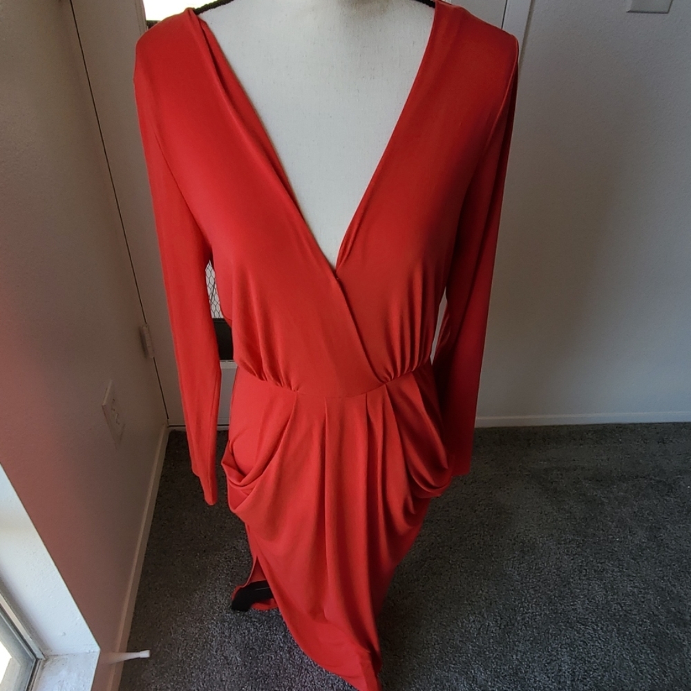 BCBG RED long Sleeve Dress NWT